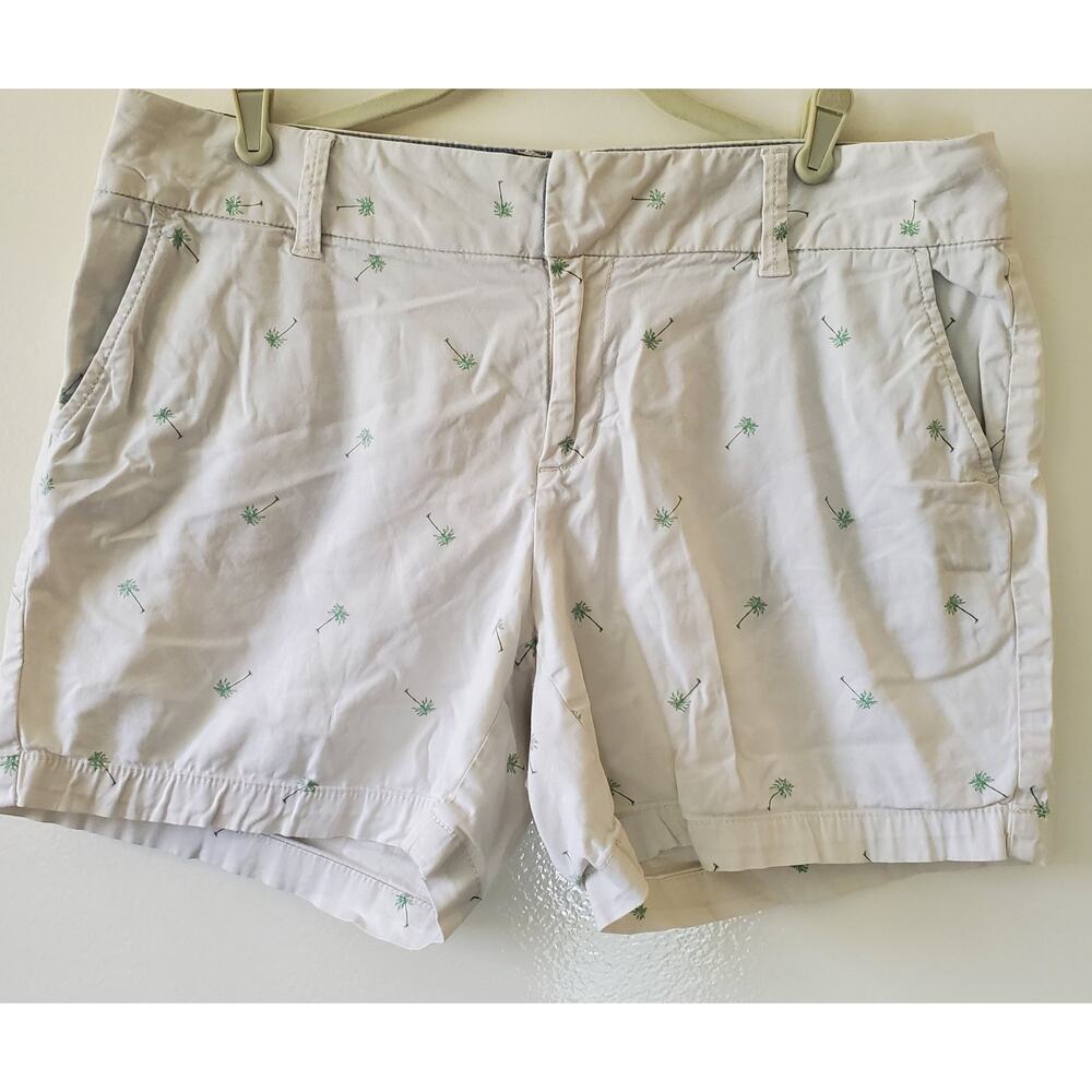 G H Bass & Co. Womens Sz 12 Chino Shorts Palm Tree Cotton Roll Hem Preppy